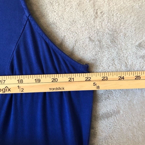 Catherines Women Maxi Dress size 1XWP Sleeveless V-Neck Blue Jersey knit Summer - Picture 10 of 16